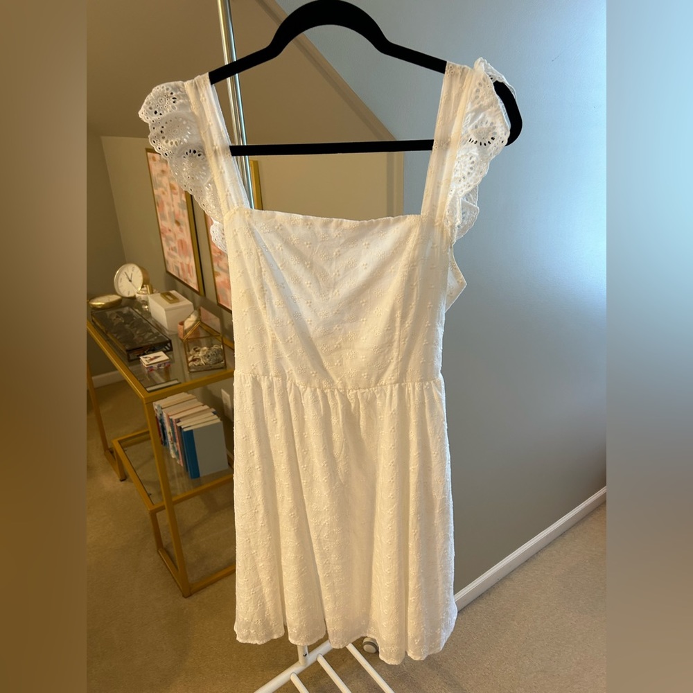 SHEIN Frenchy Tied Backless Ruffle Trim Schiffy Dress - Women’s - White - Large